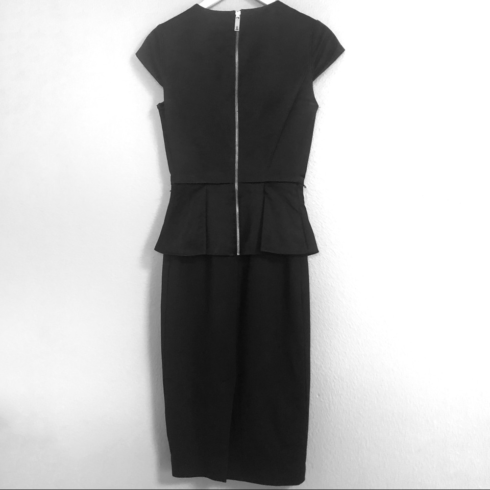 Ted Baker Black Lenci Midi Peplum Dress - Size 0 - Picture 9 of 14